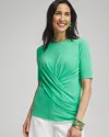 CHICO'S DRAPED FRONT TEE IN GRASSY GREEN SIZE 20/22 | CHICO'S