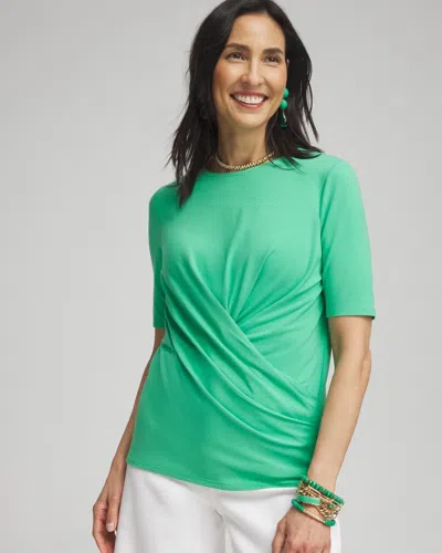 Chico's Draped Front Tee In Grassy Green Size Medium |