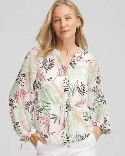 Chico's Drawstring Crinkle Chiffon Blouse In Brown