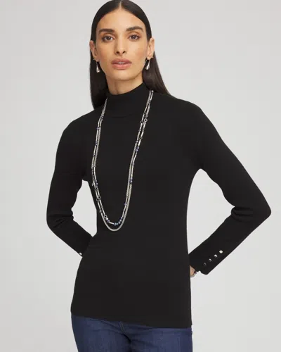 Chico's Ecovero Button Cuff Turtleneck Sweater In Black Size 8/10 |