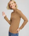 Chico's Ecovero Button Cuff Turtleneck Sweater In Caramel Apple In Brown