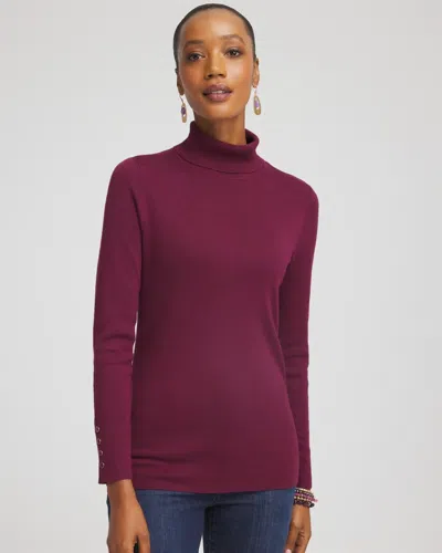 Chico's Ecovero Button Cuff Turtleneck Sweater In Deep Chianti In Purple