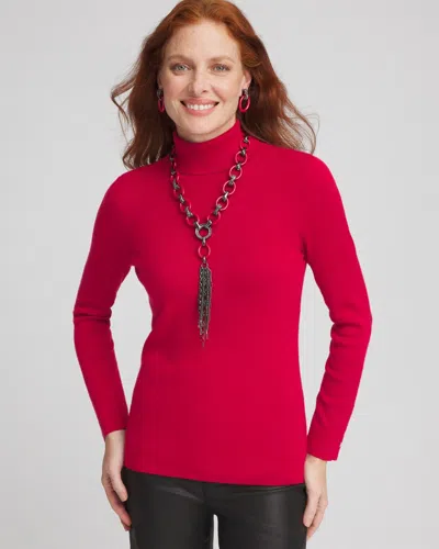 Chico's Ecovero Button Cuff Turtleneck Sweater In Size 20/22 |  In Red Allure
