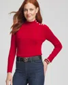 Chico's Ecovero Button Mock Neck Sweater In Size 20/22 |  In Red Allure