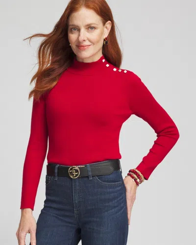 Chico's Ecovero Button Mock Neck Sweater In Size 20/22 |  In Red Allure