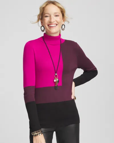 Chico's Ecovero Colorblock Turtleneck Pullover Sweater Size 12/14 |  In Warm Multi