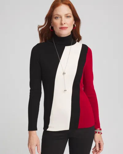 Chico's Ecovero™ Colorblock Turtleneck Sweater In Black Size 8/10 |
