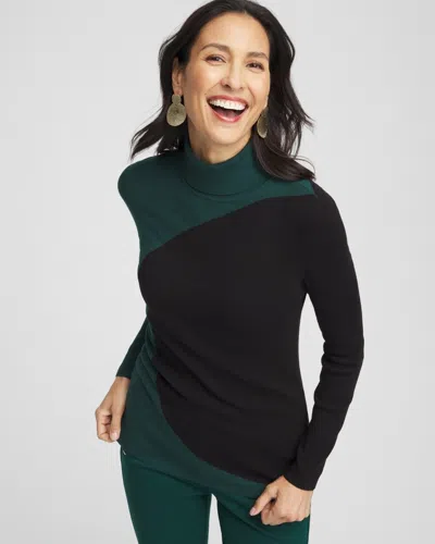 Chico's Ecovero™ Colorblock Turtleneck Sweater In Enchanted Forest Size 20/22 |