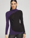 Chico's Ecovero™ Colorblock Turtleneck Sweater In Purple Size 16/18 |  In Midnight Violet