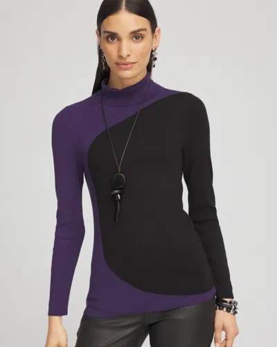 Chico's Ecovero™ Colorblock Turtleneck Sweater In Purple Size 16/18 |  In Midnight Violet