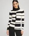 Chico's Ecovero™ Striped Turtleneck Sweater In Black Size 20/22 |  In Black
