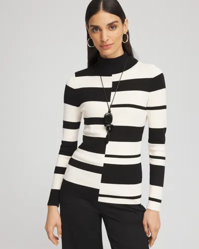 Chico's Ecovero™ Striped Turtleneck Sweater In Black Size 20/22 |