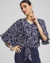 Chico's Ecovero Tie-front Frill Sleeve Blouse In Blue
