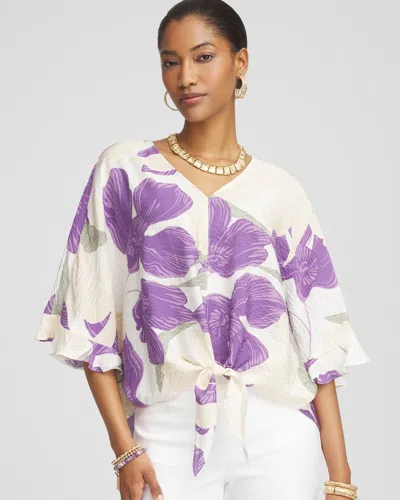 Chico's Ecovero Tie-front Frill Sleeve Blouse In Green