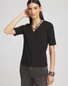 Chico's Elbow-sleeve Perfect Tee In Black Size 16/18 |  In Black