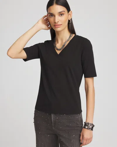 Chico's Elbow-sleeve Perfect Tee In Black Size 16/18 |