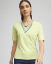 Chico's Elbow-sleeve Perfect Tee In Frozen Lime Size 8/10 |  In Frozen Lime