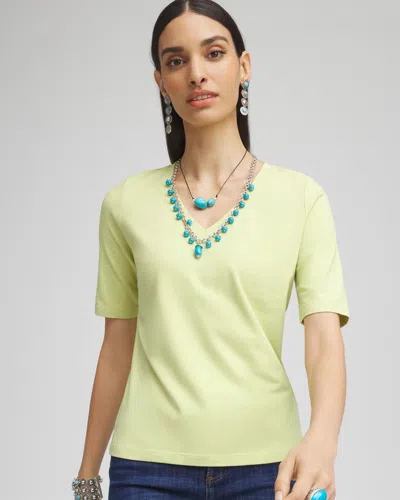 Chico's Elbow-sleeve Perfect Tee In Frozen Lime Size 8/10 |