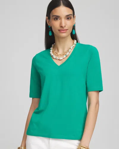Chico's Elbow-sleeve Perfect Tee In Green