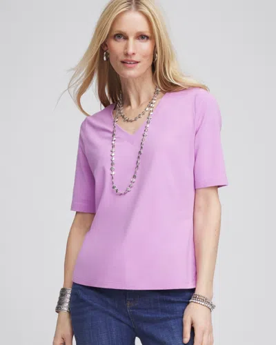 Chico's Elbow-sleeve Perfect Tee In Lavender Skies Size 20/22 |