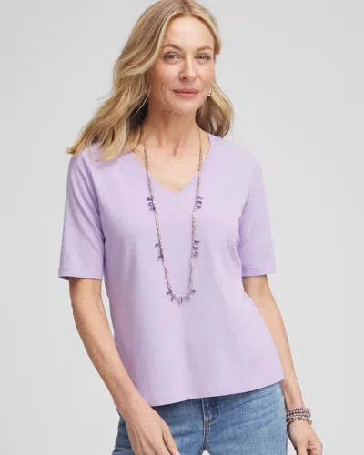 Chico's Elbow-sleeve Perfect Tee In Purple
