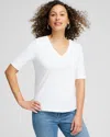 Chico's Elbow-sleeve Perfect Tee In White Size 20/22 |  In Alabaster