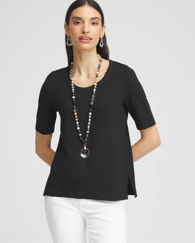 Chico's Elbow-sleeve Tee In Black Size 0/2 |