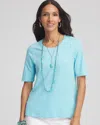Chico's Elbow-sleeve Tee In Blue