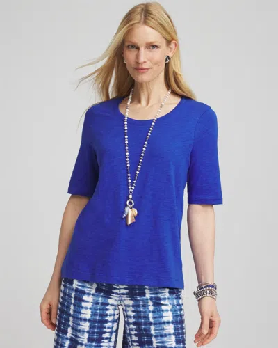 Chico's Elbow-sleeve Tee In Blue