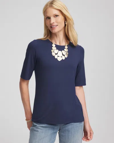 Chico's Elbow Sleeve Tee In Blue