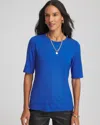 Chico's Elbow Sleeve Tee In Cobalt Stone In Blue