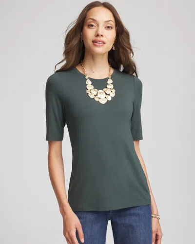 Chico's Elbow Sleeve Tee In Darkest Spruce In Green