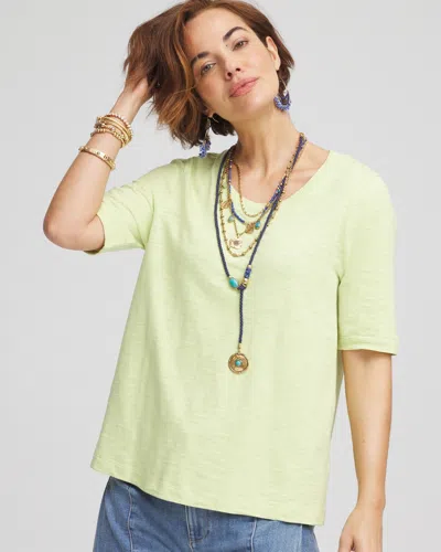 Chico's Elbow-sleeve Tee In Frozen Lime Size 4/6 |