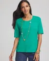 Chico's Elbow-sleeve Tee In Green In Green