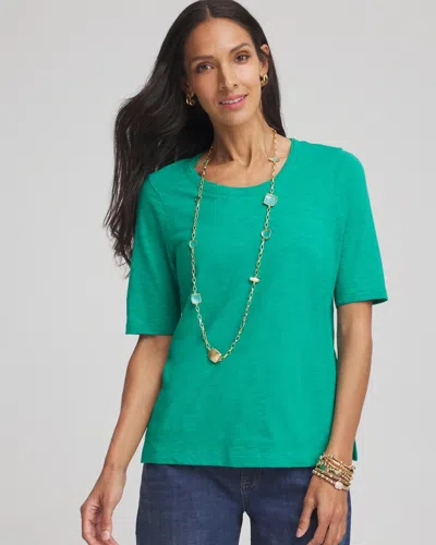 Chico's Elbow-sleeve Tee In Green