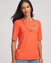 Chico's Elbow Sleeve Tee In Harvest Orange
