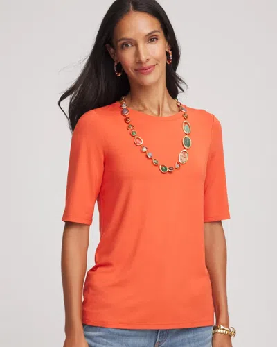 Chico's Elbow Sleeve Tee In Harvest Orange