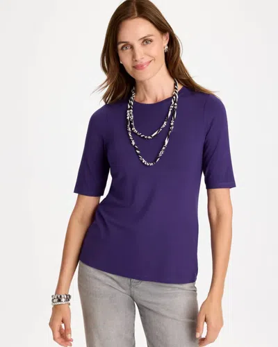 Chico's Elbow Sleeve Tee In Harvest Purple