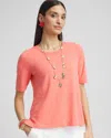 Chico's Elbow-sleeve Tee In Melon Mambo Size 16/18 |  In Melon Mambo