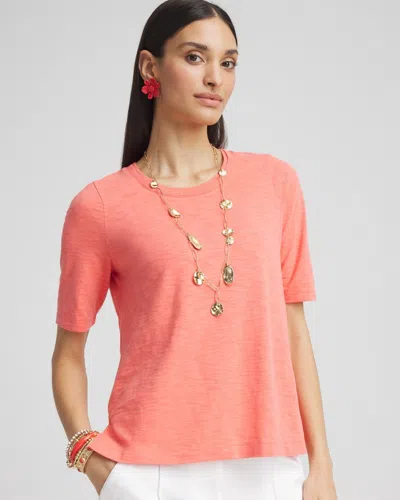 Chico's Elbow-sleeve Tee In Melon Mambo Size 16/18 |