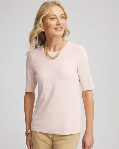 Chico's Elbow Sleeve Tee In Pink