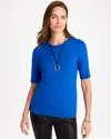 Chico's Elbow Sleeve Tee In Planetary Blue In Planetary Blue