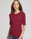 Chico's Elbow Sleeve Tee In Russet Red In Red