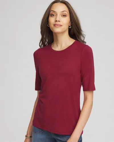 Chico's Elbow Sleeve Tee In Russet Red
