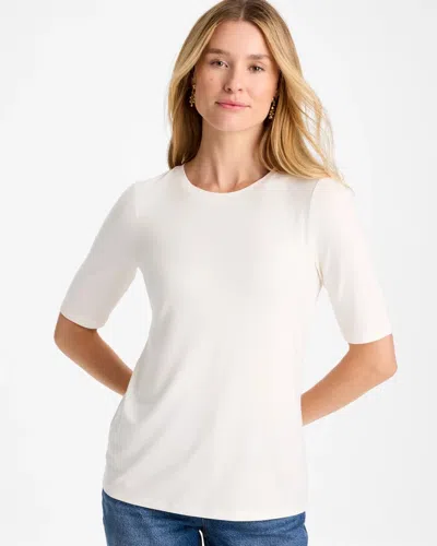 Chico's Elbow Sleeve Tee In Soft Ivory