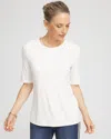 Chico's Elbow Sleeve Tee In White In Sand