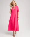 Chico's Elbow-sleeved Maxi Dress In Dried Roses Size 12/14 |  In Dried Roses