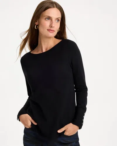 Chico's Ella Bateau Pullover Sweater In Black