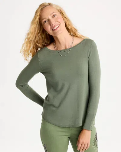 Chico's Ella Bateau Pullover Sweater In Fresh Eucalyptus