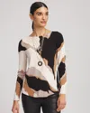 Chico's Ella Boatneck Intarsia Pullover Sweater In Black In Multi